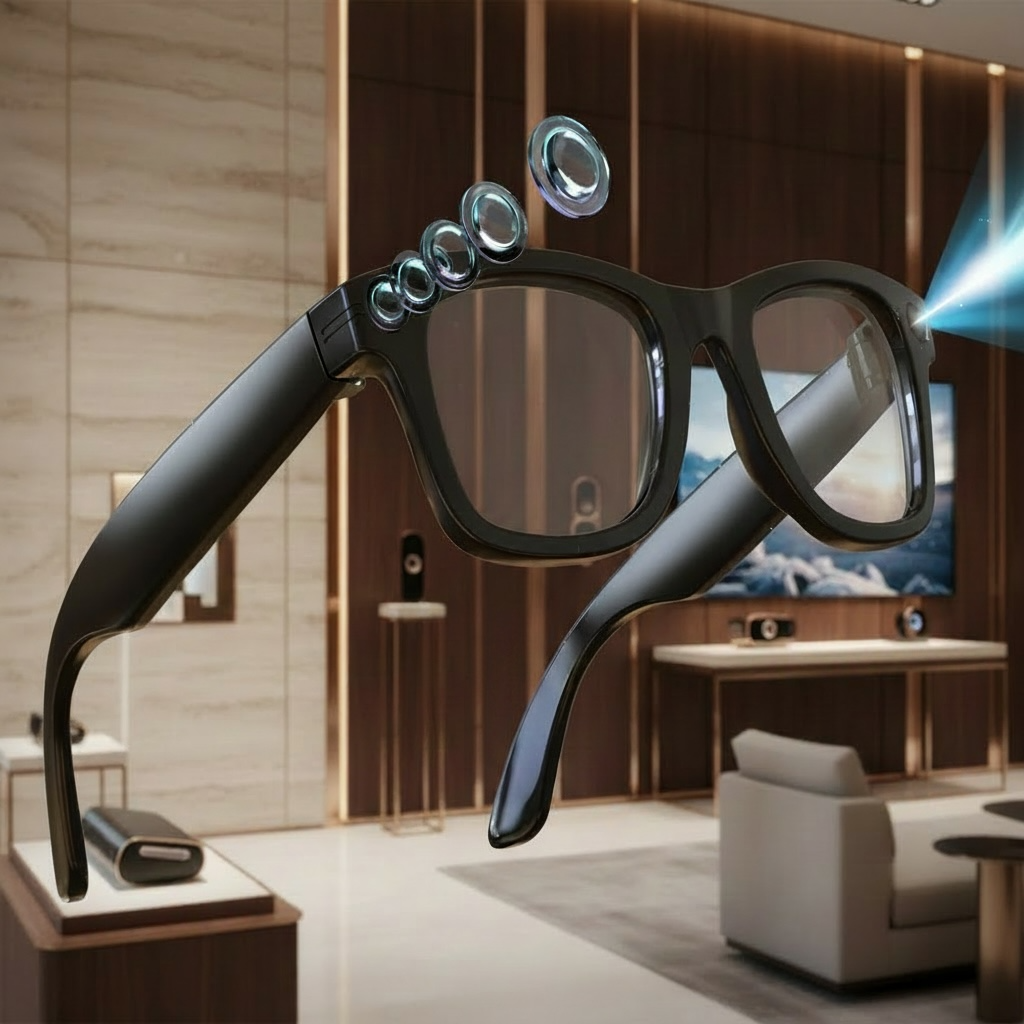 Black  VIZER VISION EDGE with a futuristic design in a modern living room setting