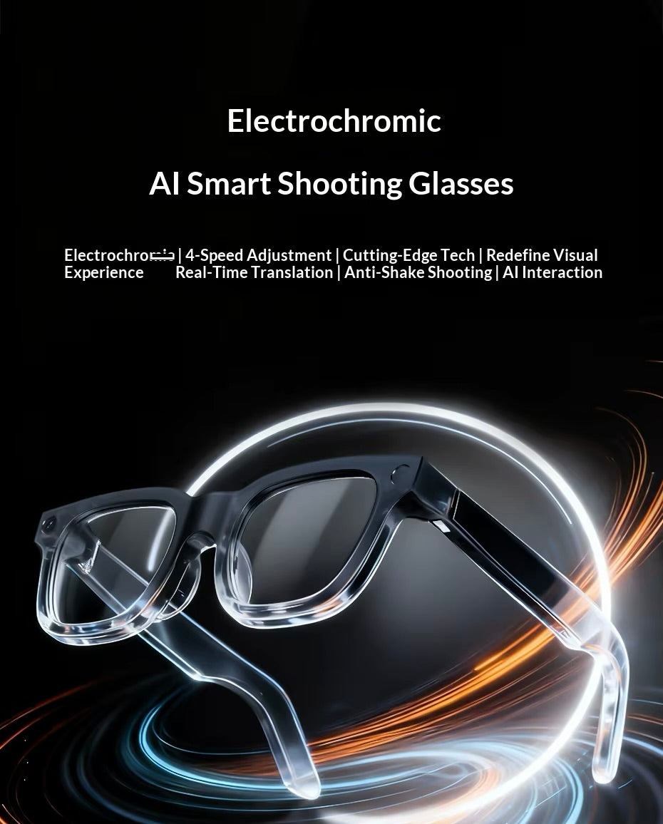 Electrochromic VIZER VISION ELITE Shooting Glasses with dynamic light effects on a dark background